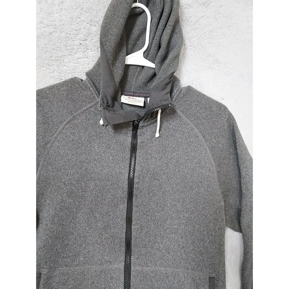Fjallraven Hoodie Mens Medium Full Zip Ovike Fleece Jacket Gray Drawstring READ